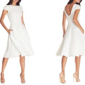 Dress the Population Livia Fit and Flare Dress in Ivory Bride Bridal A Line